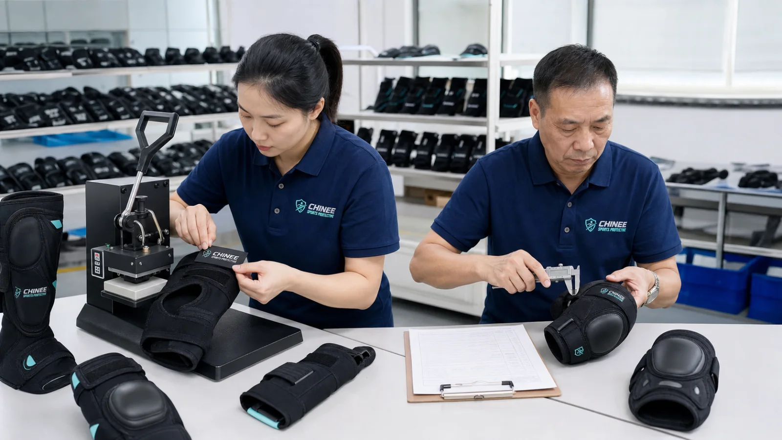 Branding & Quality Control at CHINEE sports protective factory