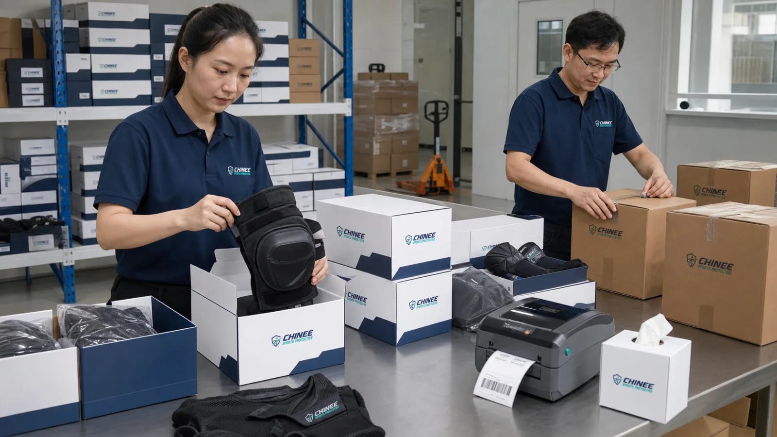 Private-Label Packing at CHINEE sports protective factory