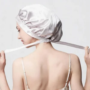100% Mulberry Silk Bonnet for Sleeping Women Double Layer Adjustable Satin Lined Hair Cap Custom Logo Sleep Cap