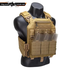 1000D Nylon Khaki Triple Laser Cut Tactical Vest Outdoor Molle Mag Pouch With Can Hold 3x 5.56 Mag