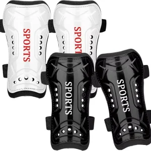 2 Pairs Lightweight Resin Soccer Shin Guards for Toddler Kids Youth Football & Basketball Use