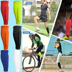 2 Pairs Soccer Shin Guards Kids Youth Adult Calf Compression Sleeve with Honeycomb Pads Protective Gear for Football