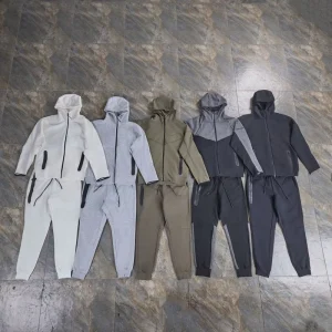 26 Custom Unisex 100% Cotton Solid Sweat Wicking Two Piece Pants Set Sports Track Tech Suit