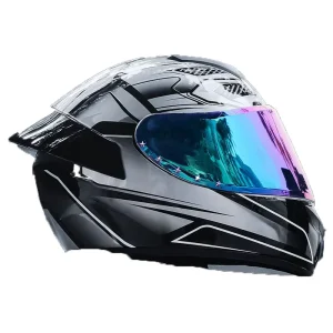 3C Certified Large Tail Helmet Universal Full Face Coverage Motorcycle Helmet for All Seasons Quick Release Closure