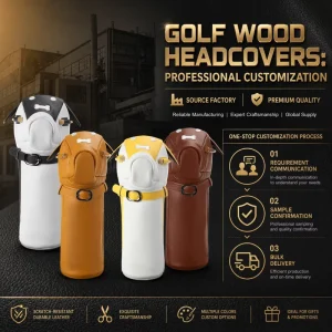3D Embroidery Dog Shape PU Leather 4 Colors Golf Club Cover Animal Shape Golf Headcover Premium Custom Golf Driver Head Cover
