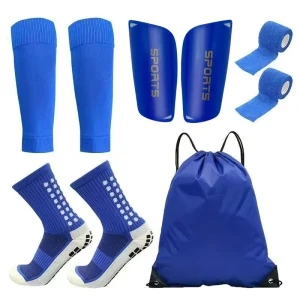 5 Piece Knitted ODM Football Soccer Gear Set Includes Soccer Socks Boot Socks Shin Guards Bandages Storage Bag Multi Use