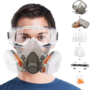 6200 Half Face Rubber Gas Mask Reusable Washable Double Filter for Spray Painting Auto Industrial Safety Protection