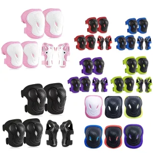6pcs Kids Youth Sports Equipment Knee Hand Elbow Palm Wrist Pad Guard Protective Gear Set Riding Skating Skateboard Balance Bike