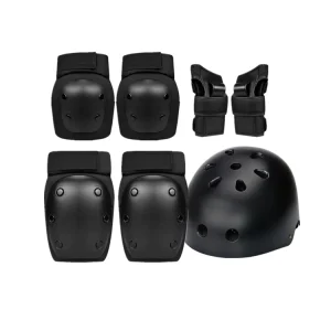 7 Pcs Adjustable Adult Size Skating Protective Wrist Elbow Knee Pads Set Skate Protective Gear with Helmet