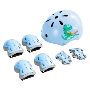 7 in 1 Children’s Skateboarding Protective Gear Set Adjustable Helmet Knee Elbow Wrist Pads for Boys Girls