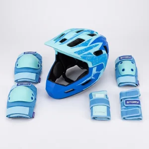 7Pcs Kids Full Face Helmet and Protective Gear Set 2 in 1 Detachable Adjustable Safety Pads for Cycling Skateboard