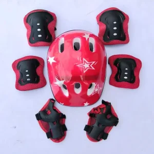 7pcs Set Elbow Knee Pads Helmet Wristguard Bicycle Cycling Skateboard Roller Safety Protector Kids Skating Protective Gear