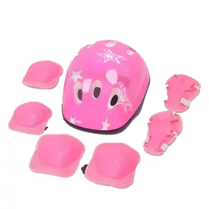 7pcs set Plastic Elbow Knee Pads Helmet Wristguard Bicycle Cycling Safety Protector Children’s Spring Protective Gear