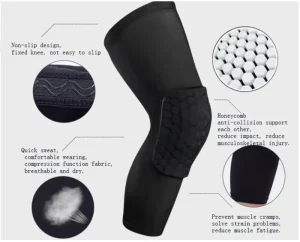 85% Nylon+15% Spandex Knee Pads Honeycomb Knee Care Anticollision Kneecap Crashproof Antislip Basketball Strengthen Kneepad