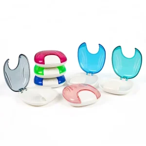 90*80*27mm Colorful Dental Press to Open Shell shaped Aligner Retainer Case Mouth Guard Denture Orthodontic Storage Travel Box
