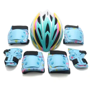 Adjustable 7 Piece Kids Outdoor Sports Protective Gear Child Bicycle Cycling Skate Helmet with Knee Protection Set