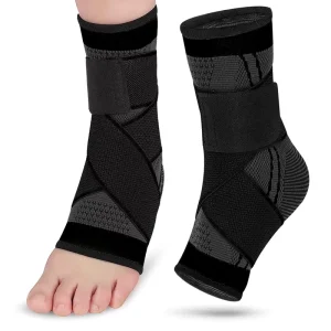 Adjustable Ankle Brace Compression Sleeve Arch Support & Foot Stabilizer Elastic Wrap for Plantar Fasciitis