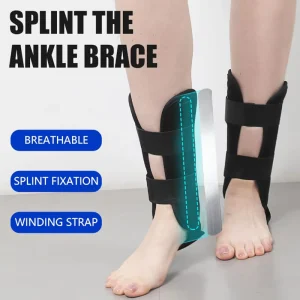 Adjustable Ankle Brace with Splint Fixation Breathable Lightweight & Portable Support for Ankle Injury Recovery Sports Stability