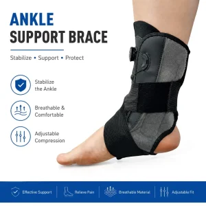 Adjustable Ankle Support Brace Compression Stabilizer Breathable Sports Ankle Protector with Rotary Strap System