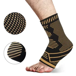 Adjustable Copper Elastic Sports Pain Sprain Compression Protection Foot Support Ankle Brace Sleeve