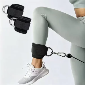 Adjustable D Ring Ankle Strap with Elastic Cord Nylon Material for Hip & Leg Training Weight Lifting Fitness Ankle Brace