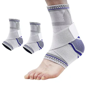 Adjustable Fitness Compression Knit Ankle Sleeve with Strap Ankle Braces Foot Support for Achilles Tendon Support