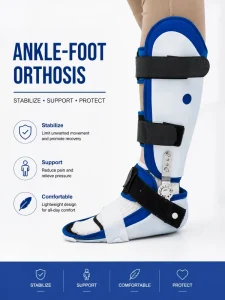 Adjustable Hinged ROM Ankle Foot Orthosis Splint for Ankle Fracture Recovery Orthopedic Ankle Support Leg Orthosis for Adult