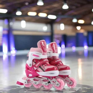 Adjustable Inline Roller Skates Light up 4 Wheels Skates Inline Durable Hard Boot Patines