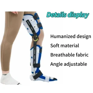 Adjustable Knee Ankle Foot Orthosis KAFO 0~120° Angle Breathable Flexible Leg Brace Splint for Fracture Support