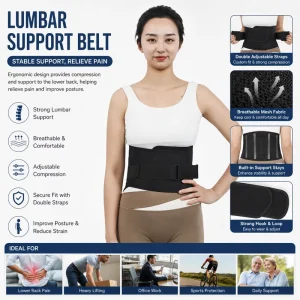 Adjustable Lumbar Back Support Belt Lightweight Breathable Flexible Waist Brace for Pain Relief & Posture Support
