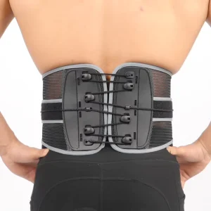 Adjustable Lumbar Support Lower Back Brace Belt with Dual Pulley System for Daily Support Sitting Standing Work & Light Lifting