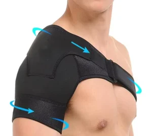 Adjustable Neoprene Shoulder Compression Sleeve & Belt Non slip Breathable Rotator Cuff Support Brace for Unisex Adults