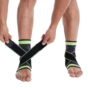 Adjustable Nylon Knitted Gym Bandage Ankle Strap Compression Running Soccer Basketball Brace Protector Comfortable Support