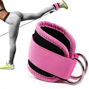 Adjustable Polyester & Cotton Padded Fitness Wrist Band & Ankle Straps D Ring Cable Machine Protection for Gym Use