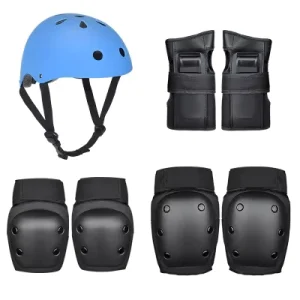 Adjustable Size Skating Protective Wrist Elbow Knee Pads Set 7 Pcs Kids Adult Skaterd Protections Gear Helmet