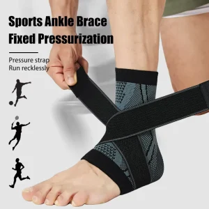 Adjustable Strap Ankle Brace with High Elasticity Compression Breathable Knit Support for Sports Recovery & Injury Prevention