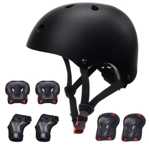 Adult Kid Child Skateboard Skate Helmet Protection Set Polyester Knee Guard Elbow Wrist Pad Protective Kit for Skating