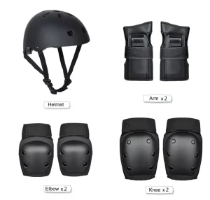 Adult Kids Electric Scooter Helmet Skate Helmet and Protective Gear Pads Elbow Pads Knee Pads 7 Sets for Skateboarding