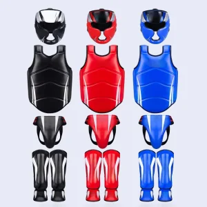 Adults Kids Professional Full Set PU Protective Gear Fighting Boxing Training Universal Thickened Head Leg Protection Breathable