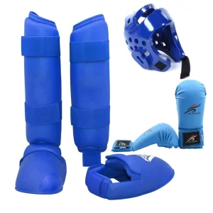 Adults and Children Karate Protective Gear 4 Piece Set Martial Arts Sanda Muay Thai Protector Gloves Head Guard Shin Guard