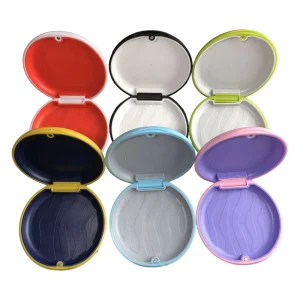 Aligner and Retainer Case With Magnet Mirror for Denture Teeth Whitening Tray Mouth Guard Storage Round Shape Box