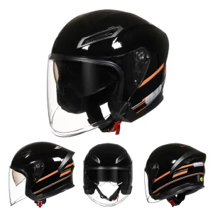 All Seasons Lightweight ABS Dual Visor Electric Bike Safety Cascos Motorcycle Helmet Retro 3/4 Open Face Helmet