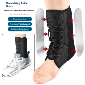 Ankle Brace Stabilizer Orthopedic Lace Dual Strap Compression Support Adjustable Wrap Breathable Sports Protector Rehabilitation