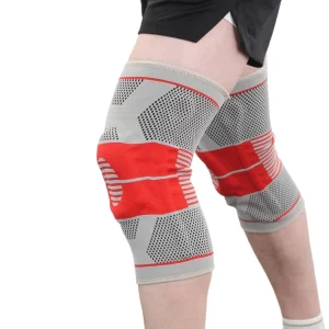 Anti Slip Compression Knee Sleeve with Silica Gel Pads Hook Loop Closure Pain Relief Lightweight Breathable Unisex Adult