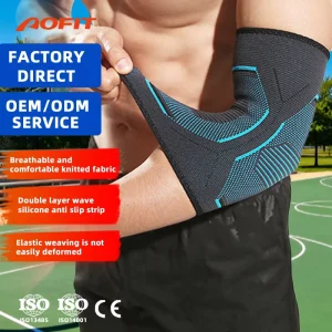 Anti-Slip Nylon Compression Knit Fitness Weightlifting Cycling Running Gym Arm Elbow Brace Sleeves