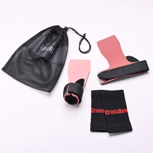 Anti-Tear Gymnastics Grip Palm Guard for CrossFit Pull up Intense Training Bark Texture Wristband Mesh Bags Set