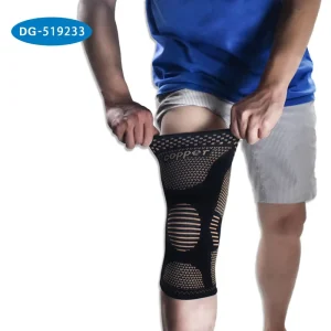 Anti bacterial Flexible Weaving Copper Fibre Compression Knee Support Brace for Sports Protection