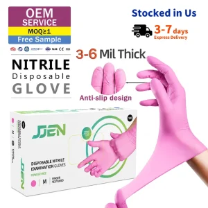 Automotive Mechanic Repair Orange Nitrile Gloves Thick Diamond Texture