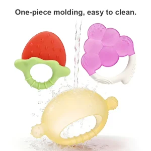 BPA Free Food Grade Soft Silicone Fruit Teether Baby Teething Toys Sensory Chew Toy for Infant Babies