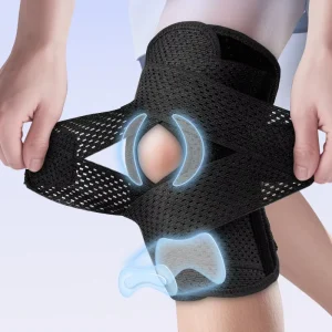 Bidirectional V Shaped Cross Strap Lightweight and Breathable Meniscus Pad Four Springs Support Silicone Patella Pad